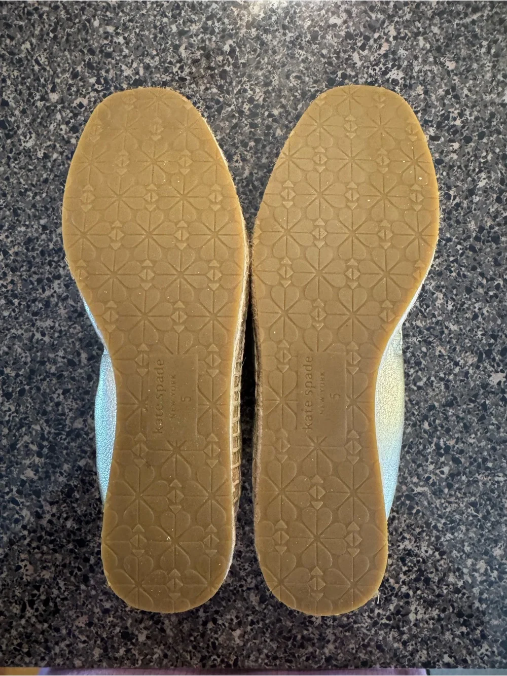 NWOT- Kate Spade Metallic Gold Leather Bow Clubhouse Espadrille - women’s Size 5